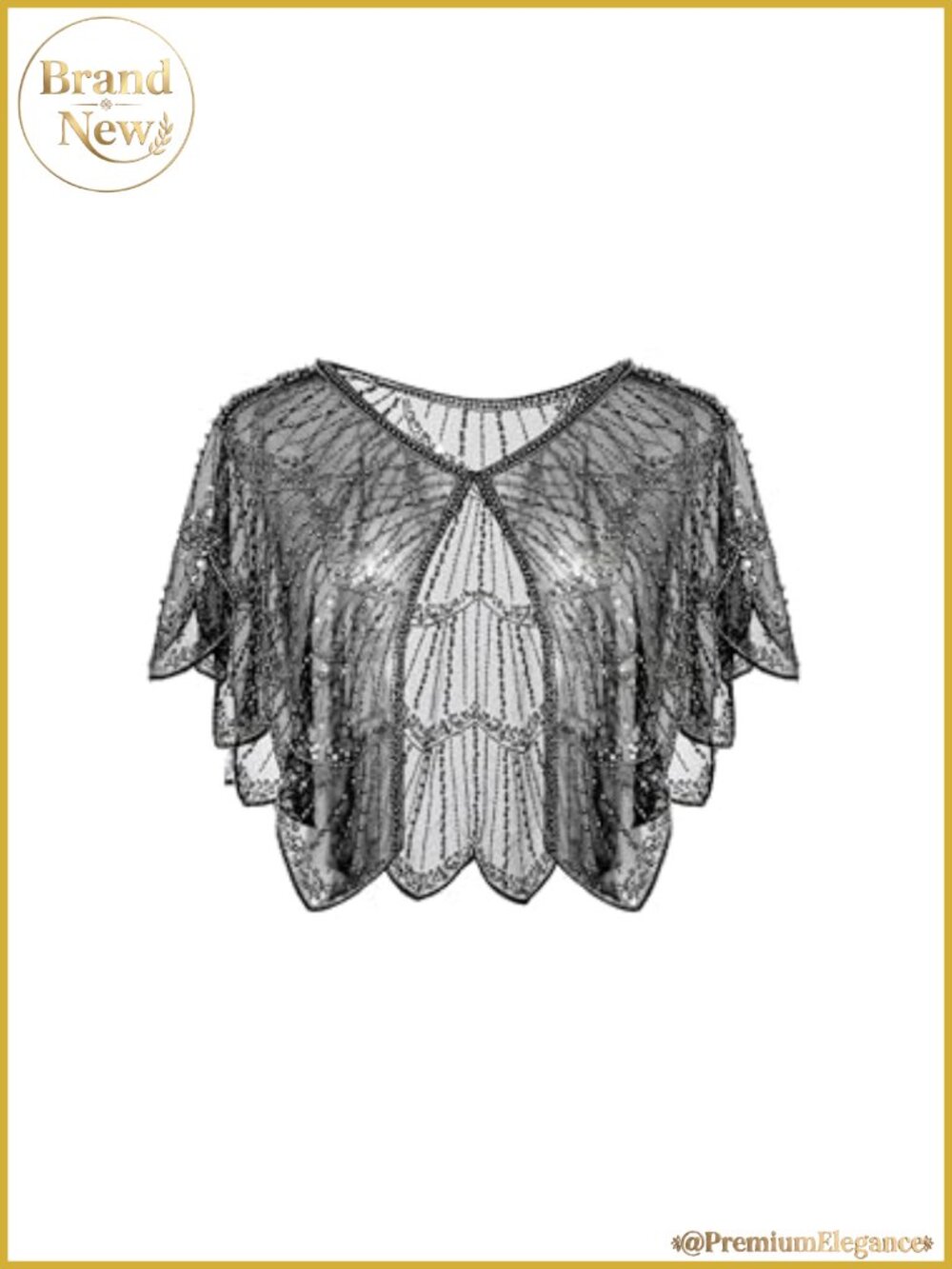 1920s Sequin Beaded Shawl Wrap Evening Cape Cover Up One Size